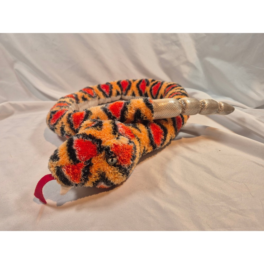 2016 Aurora Rattle Sound Snake Orange Red Black Diamond Pattern 50" Plush Animal